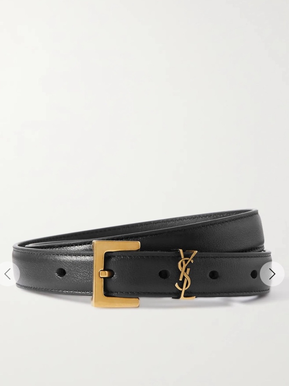 Saint Laurent  YSL Cassandre leather belt in black